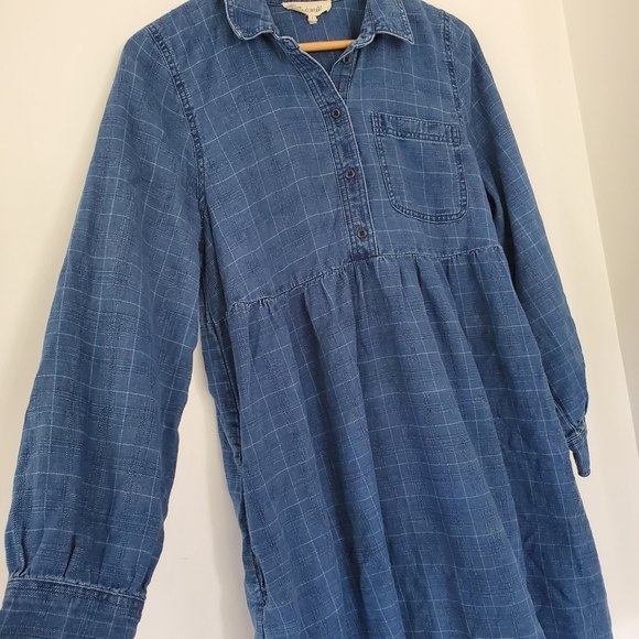MADEWELL Size Large Indigo Plaid Denim Babydoll Shirtdress $128 Runs Small! EUC! - Picture 11 of 16